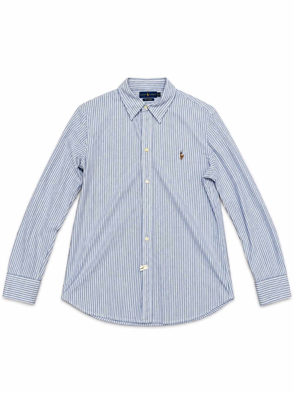 Ralph Lauren Blue and White Stripe Button-Down Dress Shirt